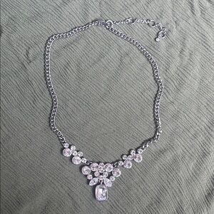 Givenchy Silver Necklace with Crystal Accents